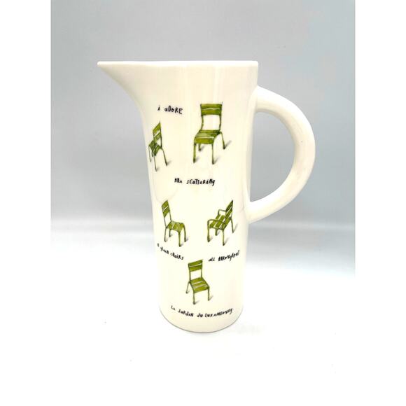 Rae Dunn Other - Rae Dunn French Sketch Boutique "The Scattering" Green Chairs Pitcher
